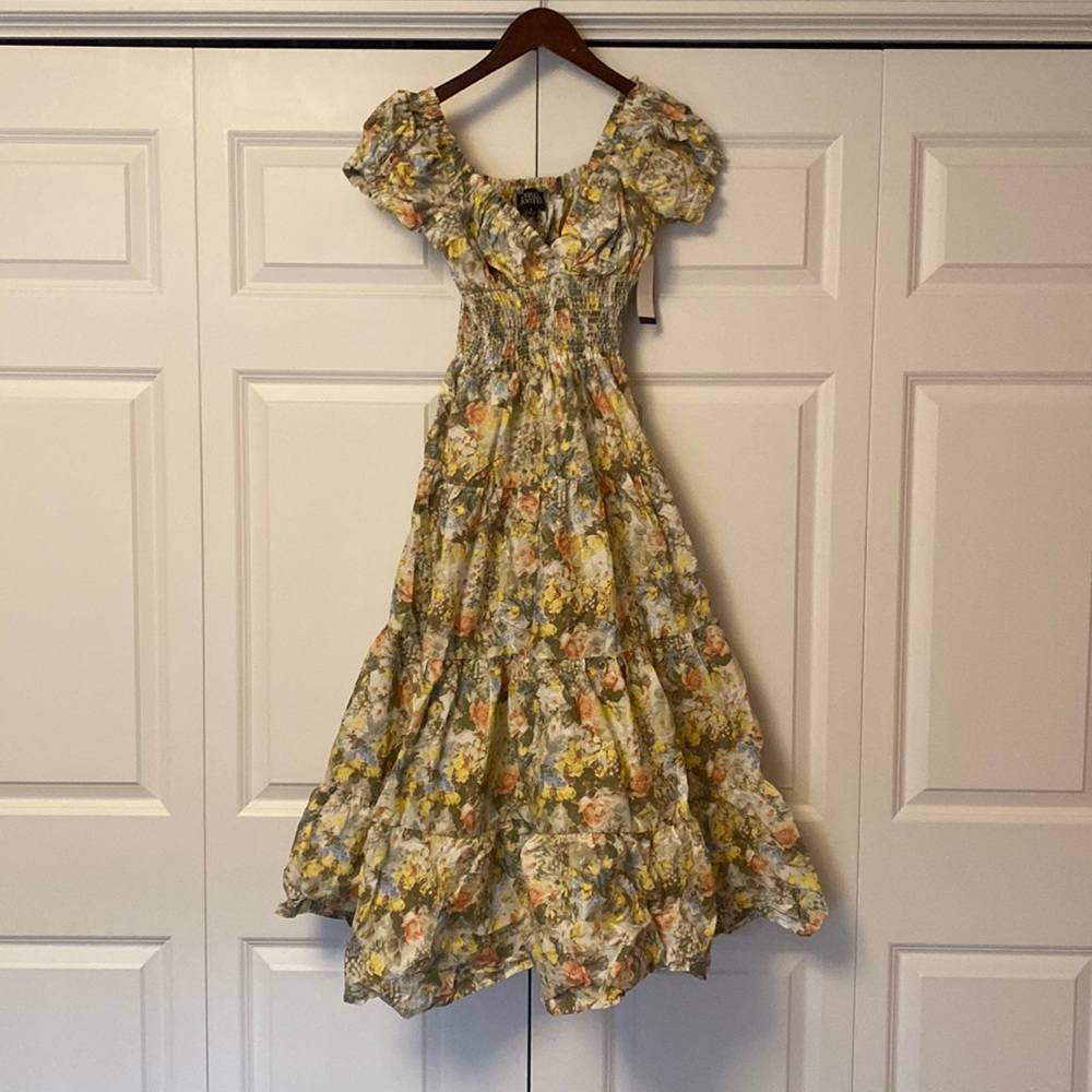 NWT Danielle Bernstein poplin floral maxi dress